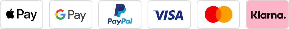 Akzeptierte Zahlungsmethoden: Apple Pay, Google Pay, PayPal, Visa, Mastercard, Klarna